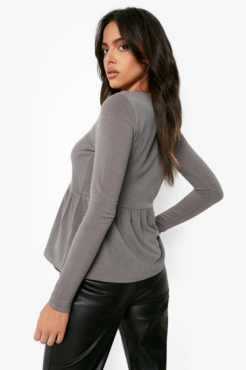Ribbed peplum top hotsell